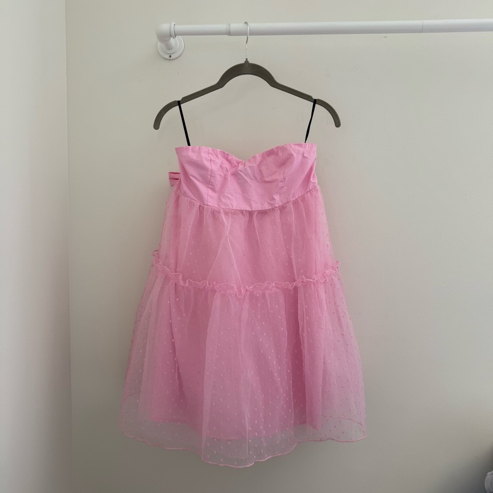 Forever 21 Pink Smocked Strapless Dress
